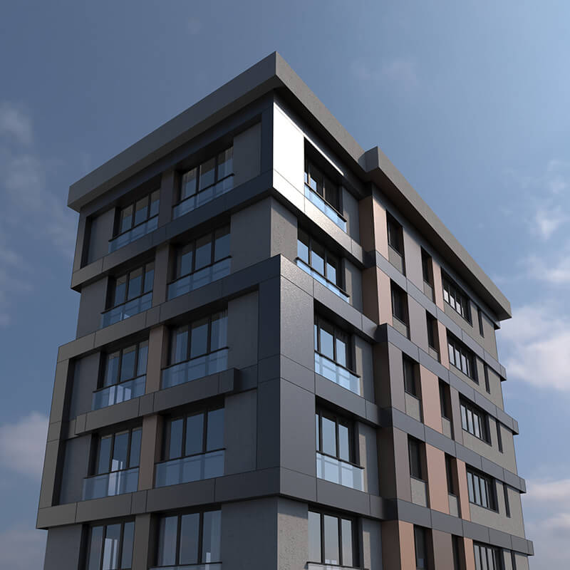 Kompozit panel kaplı bina cephesi